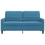 Zweisitzer-Sofa aus blauem Samt, 140 cm. von , Sofas - Ref: Foro24-4007633, Preis: 272,89 €, Rabatt: %