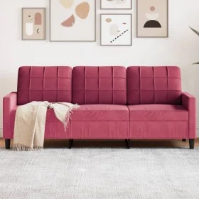 Dreisitzer-Sofa aus bordeauxrotem Samt, 180 cm. von , Sofas - Ref: Foro24-4007638, Preis: 248,22 €, Rabatt: %