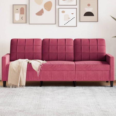 Sofá de 3 plazas de terciopelo rojo tinto 180 cm by , Sofas - Ref: Foro24-4007638, Price: 252,42 €, Discount: %