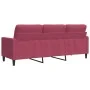 Sofá de 3 plazas de terciopelo rojo tinto 180 cm by , Sofas - Ref: Foro24-4007638, Price: 248,22 €, Discount: %