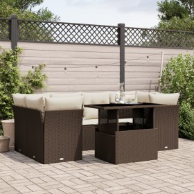 Juego de sofás de jardín 7 piezas con cojines ratán PE marrón von , Gartensets - Ref: Foro24-3266383, Preis: 486,88 €, Rabatt: %