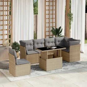 Set sofás de jardín 7 piezas y cojines ratán sintético beige by , Garden sets - Ref: Foro24-3266619, Price: 470,53 €, Discoun...