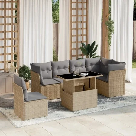 Set sofás de jardín 7 piezas y cojines ratán sintético beige von , Gartensets - Ref: Foro24-3266619, Preis: 473,06 €, Rabatt: %
