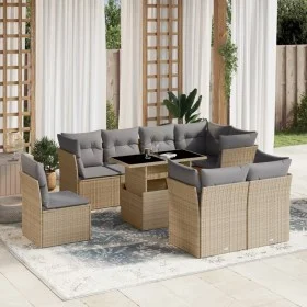 Set de sofás de jardín 9 pzas con cojines ratán sintético beige von , Gartensets - Ref: Foro24-3266729, Preis: 604,07 €, Raba...