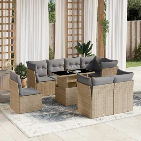 Set de sofás de jardín 9 pzas con cojines ratán sintético beige von , Gartensets - Ref: Foro24-3266729, Preis: 604,09 €, Raba...