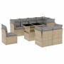 Set de sofás de jardín 9 pzas con cojines ratán sintético beige by , Garden sets - Ref: Foro24-3266729, Price: 604,15 €, Disc...