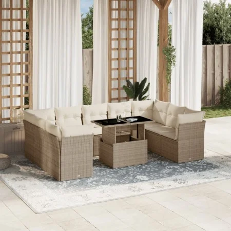 Juego de sofás jardín con cojines beige 10 pzas ratán sintético by , Garden sets - Ref: Foro24-3266818, Price: 707,02 €, Disc...