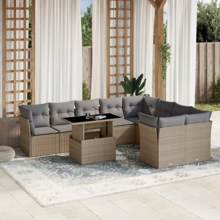 Juego de sofás jardín con cojines beige 10 pzas ratán sintético von , Gartensets - Ref: Foro24-3266839, Preis: 635,98 €, Raba...