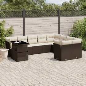 Set de sofás de jardín 10 pzas y cojines ratán sintético marrón by , Garden sets - Ref: Foro24-3266853, Price: 702,54 €, Disc...