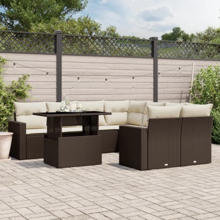 Set de sofás de jardín 9 pzas y cojines ratán sintético marrón by , Garden sets - Ref: Foro24-3267173, Price: 633,05 €, Disco...