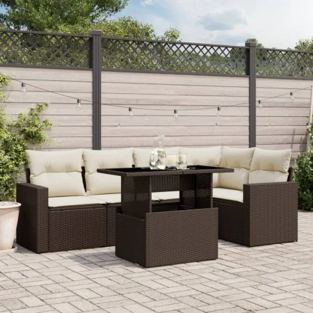 Set sofás de jardín 6 piezas y cojines ratán sintético marrón by , Garden sets - Ref: Foro24-3267263, Price: 459,49 €, Discou...