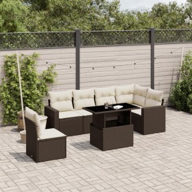 7-teiliges Gartensitzgruppen-Set mit braunen PE-Rattan-Kissen. von , Gartensets - Ref: Foro24-3267313, Preis: 513,45 €, Rabat...