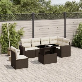 Juego de sofás de jardín 7 piezas con cojines ratán PE marrón by , Garden sets - Ref: Foro24-3267313, Price: 514,98 €, Discou...