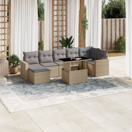 Gartensofa-Set und Kissen, 8-teilig, aus synthetischem Rattan in Beige. von , Gartensets - Ref: Foro24-3267429, Preis: 531,84...