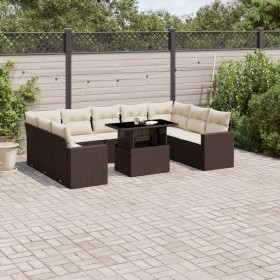 Set de sofás de jardín 10 pzas y cojines ratán sintético marrón by , Garden sets - Ref: Foro24-3267483, Price: 670,58 €, Disc...