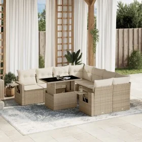 Gartensofa-Set, 9-teilig, mit Kissen, aus synthetischem Rattan in Beige. von , Gartensets - Ref: Foro24-3267798, Preis: 659,4...