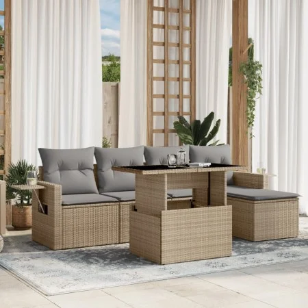 Gartensofa-Set mit 6-teiligen Kissen aus synthetischem Rattan in Beige. von , Gartensets - Ref: Foro24-3267869, Preis: 398,61...