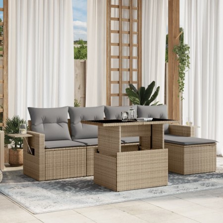 Juego de sofás jardín con cojines 6 pzas ratán sintético beige by , Garden sets - Ref: Foro24-3267869, Price: 393,41 €, Disco...