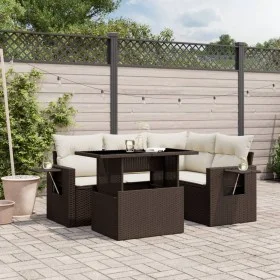 Set comedor de jardín 5 piezas y cojines ratán sintético marrón by , Garden sets - Ref: Foro24-3267883, Price: 401,27 €, Disc...