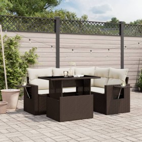 Set comedor de jardín 5 piezas y cojines ratán sintético marrón by , Garden sets - Ref: Foro24-3267883, Price: 394,65 €, Disc...