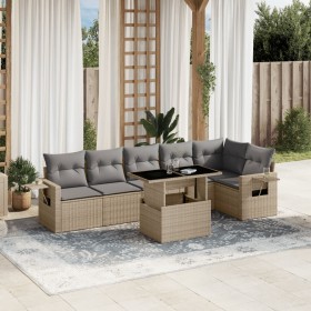 Gartensofagarnitur 7-teilig mit Kissen aus synthetischem Rattan in Beige. von , Gartensets - Ref: Foro24-3267919, Preis: 492,...