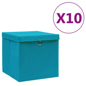 Storage boxes with lids 10 pcs baby blue 28x28x28 cm by vidaXL, Storage baskets - Ref: Foro24-325234, Price: 61,13 €, Discoun...