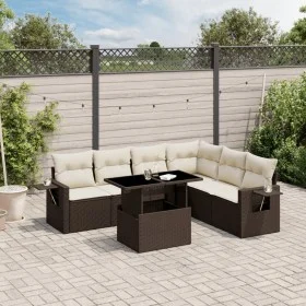 Juego de sofás de jardín 7 piezas con cojines ratán PE marrón by , Garden sets - Ref: Foro24-3267933, Price: 519,68 €, Discou...
