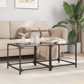 Zwei schwarze Glastische mit Stahlgestell, jeweils 50x50x40 cm. von , Couchtisch - Ref: Foro24-845969, Preis: 52,78 €, Rabatt: %
