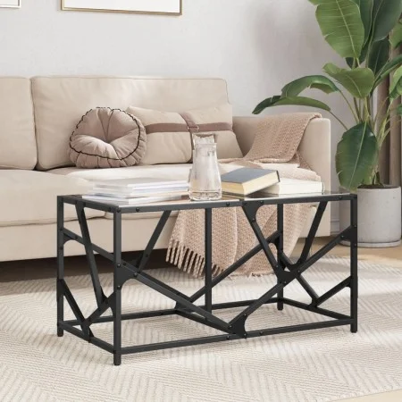 Mesa de centro acero superficie de vidrio negra 78,5x40x41cm de , Mesas de centro - Ref: Foro24-845995, Precio: 52,73 €, Desc...