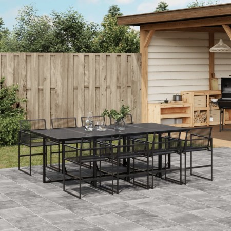 Juego de comedor de jardín 9 piezas ratán sintético negro by , Garden sets - Ref: Foro24-3295035, Price: 564,82 €, Discount: %