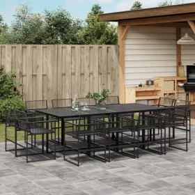 Set de comedor de jardín 13 pzas ratán sintético negro by , Garden sets - Ref: Foro24-3295040, Price: 762,30 €, Discount: %