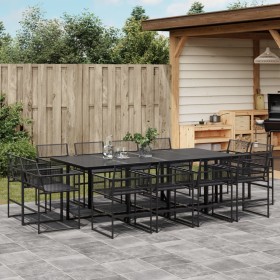 Set de comedor de jardín 13 pzas ratán sintético negro de , Conjuntos de jardín - Ref: Foro24-3295040, Precio: 771,98 €, Desc...