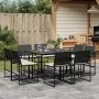 Garten-Essgruppe 9-teilig mit schwarzen Polstern aus synthetischem Rattan von , Gartensets - Ref: Foro24-3295063, Preis: 431,...