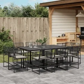 Set de comedor jardín 11 pzas con cojines ratán sintético negro by , Garden sets - Ref: Foro24-3295014, Price: 605,19 €, Disc...
