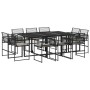 Set de comedor jardín 11 pzas con cojines ratán sintético negro by , Garden sets - Ref: Foro24-3295014, Price: 612,90 €, Disc...