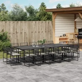 Set comedor de jardín con cojines 15 pzas ratán sintético negro de , Conjuntos de jardín - Ref: Foro24-3295016, Precio: 917,9...