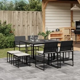 Garten-Essgruppe 9-teilig mit schwarzen Polstern aus synthetischem Rattan von , Gartensets - Ref: Foro24-3295068, Preis: 358,...