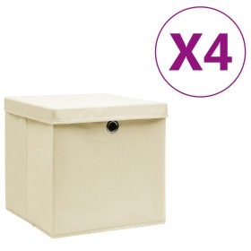 Cajas de almacenamiento con tapas 4 uds 28x28x28 c