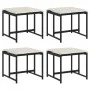 Gartenhocker mit Kissen, 4 Stück, aus schwarzem Kunststoff-Rattan. von , Hocker für den Außenbereich - Ref: Foro24-4008576, P...