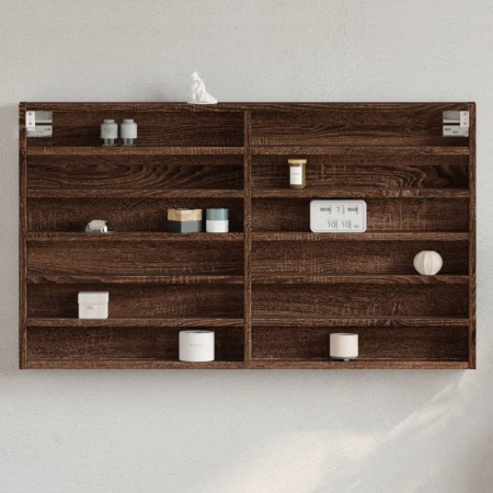 Vitrina de madera de ingeniería marrón roble 100x8,5x58 cm by , Shelves and shelves - Ref: Foro24-847946, Price: 49,77 €, Dis...