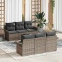 Conjunto de sofá de jardín 7 pcs Gris Poliratán