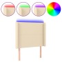 Cabecero con LED de tela color crema 103x16x118/128 cm