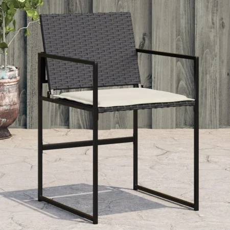 Sillas de jardín con cojines 4 unidades ratán sintético negro by , Garden chairs - Ref: Foro24-4008581, Price: 166,30 €, Disc...