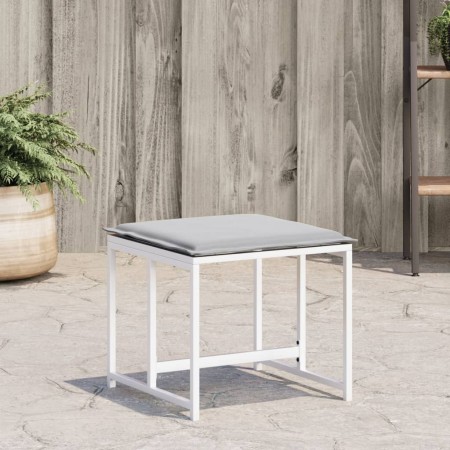 Taburetes de jardín con cojines 4 uds acero y textilene blanco by , Outdoor ottomans - Ref: Foro24-4008588, Price: 86,42 €, D...