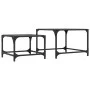 Stapelbare Couchtische mit Glasplatte, 2 Stück, schwarzer Stahl von , Couchtisch - Ref: Foro24-845983, Preis: 49,45 €, Rabatt: %
