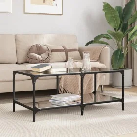 Mesa de centro superficie de vidrio acero negra 98,5x50x40 cm by , Coffee table - Ref: Foro24-845981, Price: 65,03 €, Discoun...