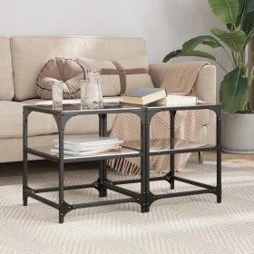 Zwei schwarze Couchtische mit Glasplatte, 40x40x45 cm. von , Couchtisch - Ref: Foro24-846005, Preis: 56,23 €, Rabatt: %