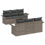 Conjunto de sofá de jardín 7 pcs Gris Poliratán