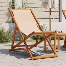 Silla de playa plegable madera maciza de eucalipto y tela beige von , Gartenstühle - Ref: Foro24-366564, Preis: 59,85 €, Raba...