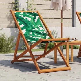 Silla de playa plegable madera maciza de eucalipto y tela hojas by , Garden chairs - Ref: Foro24-366566, Price: 66,68 €, Disc...